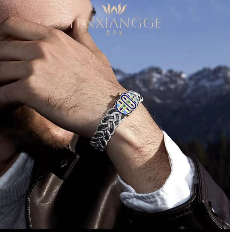 Turkish silver bracelet, men’s high-end style, four-leaf clover silver bracelet