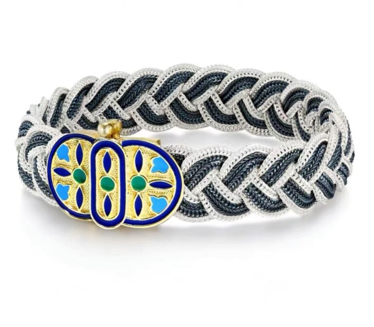 Turkish silver bracelet, men’s high-end style, four-leaf clover silver bracelet