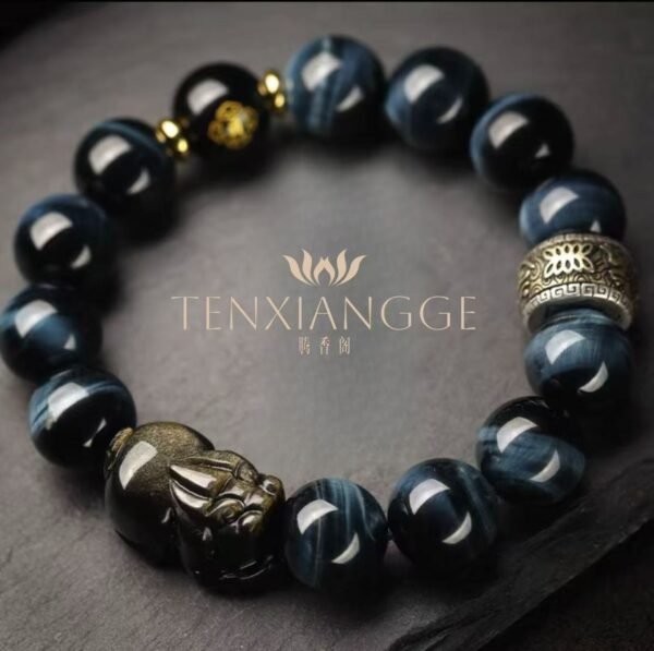 Natural blue tiger-eye bracelet