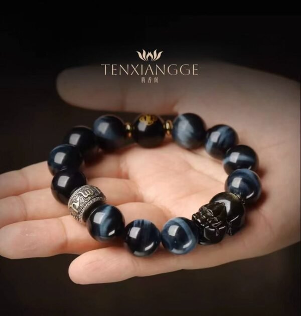 Natural blue tiger-eye bracelet - 图片 2